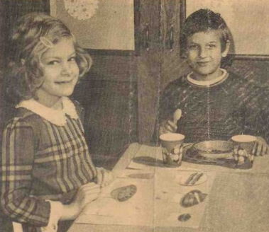 Allerede i de små klasser var Sally optaget af sundhed. Her i en lokal avisartikkel om sund kost i folkeskolen fra 1972